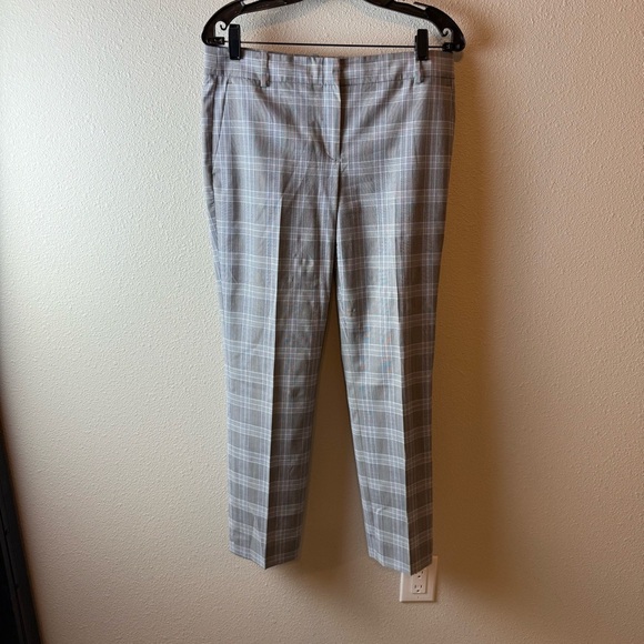 Theory Maple Check 2 Straight Trouser Pant Muted Plaid Wool Blend Women’s Size 6 - Picture 3 of 11